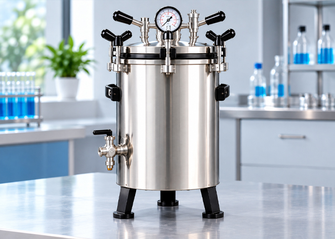 40L Cylendrical Semi Automatic Single Wall Vertical Autoclave
